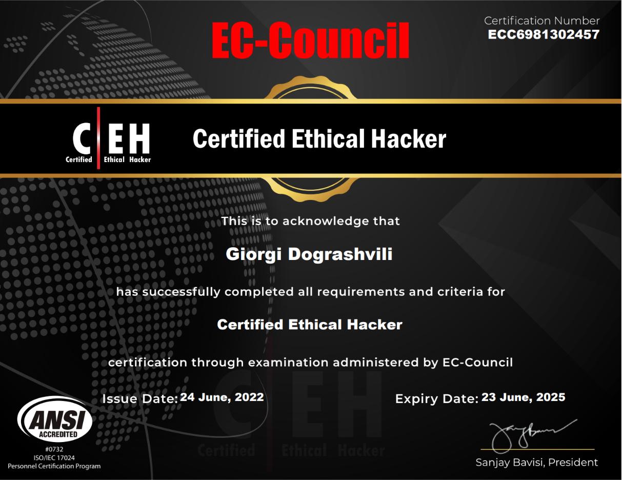 CEH Certificate