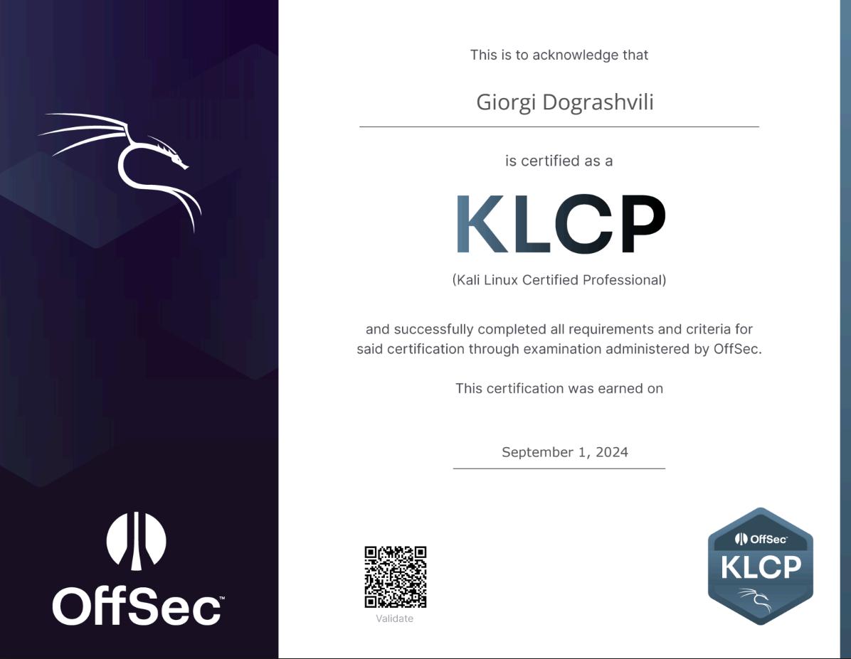 KLCP Certificate
