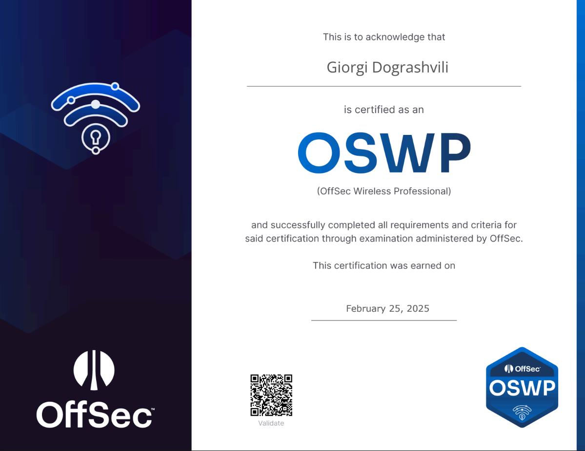OSWP Certificate